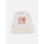 T - shirt fille en maille imprim� fleurs tulle blanc