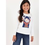 T - shirt fille en maille imprim� � lunettes blanc