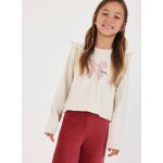 T - shirt fille en maille imprim� noeud beige