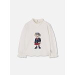 T - shirt fille en maille imprim� ourson blanc