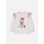 T - shirt fille en maille imprim� poup�e avec tulle blanc