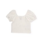 T - shirt fille en maille avec relief floral blanc