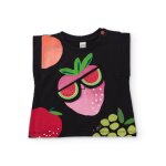 T - shirt fille en maille avec d�tail en relief noir