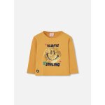 T - shirt fille en maille avec sequins smiley jaune