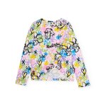 T - shirt fille en maille au style graffiti blanc