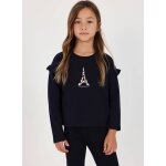 T - shirt fille maille tour eiffel bleu