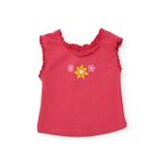 T - shirt fille en maille avec volants au col rouge