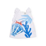 T - shirt pour fille en maille avec volants aux �paules blanc