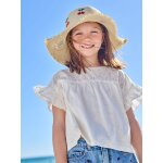 T - shirt fille manches d�tails brod�s �cru