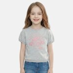 T shirt fille manches courtes gris