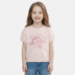 T shirt fille manches courtes rose