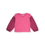 T - shirt pour fille avec manches en tulle imprim� fuchsia