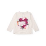 T - shirt pour fille avec motif musical et paillettes blanc