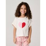 T - shirt fille motifs sequins �cru