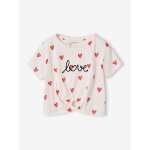T - shirt fille d�tail noeud fantaisie �cru