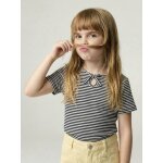 T shirt fille noeud fantaisie ray� bleu