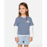 T - shirt fille road trip stripe sky blue