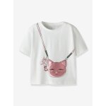 T - shirt fille avec sac imprim� et paillettes name it blanc