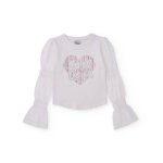 T - shirt pour fille avec strass et manches vases blanc