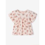 T - shirt fleuri bb en coton bio rose ple