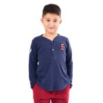 T - shirt gar�on bleu marine � manches longues elvis bleu