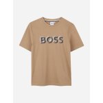 T - shirt gar�on col rond beige fonc�