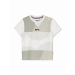 T - shirt gar�on col rond blanc / vert pale