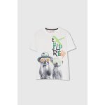 T - shirt gar�on coton imprim� blanc