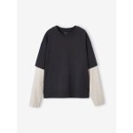T - shirt gar�on effet 2 en 1 anthracite