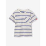 T - shirt gar�on �pais effet gauffr� ray� blanc