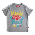 T - shirt gar�on imprim� col rond gris