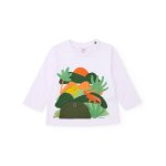 T - shirt gar�on en maille avec application avec bouton blanc