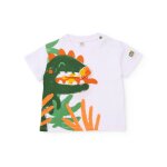 T - shirt gar�on en maille avec application sur le devant blanc