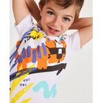 T - shirt gar�on en maille avec grand imprim� blanc