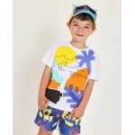 T - shirt gar�on en maille avec imprim� abstrait blanc