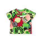 T - shirt gar�on en maille avec imprim� bande dessin�e vert