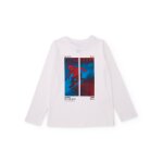 T - shirt gar�on en maille avec imprim� frontal et manches longues blanc