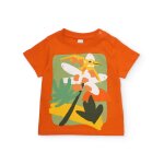 T - shirt gar�on en maille avec imprim� frontal orange