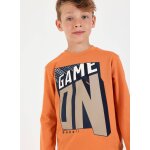 T - shirt gar�on en maille imprim� game on marron