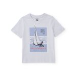 T - shirt gar�on en maille avec imprim� nautique bleu