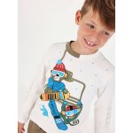 T - shirt gar�on en maille imprim� singes snowboard blanc