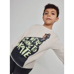 T - shirt gar�on en maille imprim� skate beige