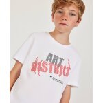 T - shirt gar�on en maille avec imprim� sur le devant blanc
