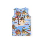 T - shirt gar�on en maille avec imprim� tropical bleu
