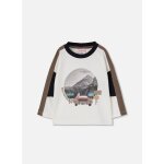 T - shirt gar�on maille imprim� voiture aventure blanc