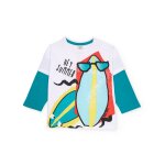 T - shirt gar�on en maille � manches longues blanc
