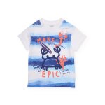 T - shirt pour gar�on en maille avec motif frontal amusant bleu