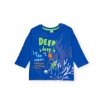 T - shirt gar�on en maille avec motifs oc�aniques bleu