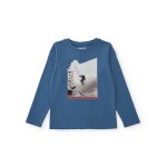 T - shirt gar�on en maille avec motif de ski bleu