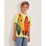 T - shirt gar�on en maille avec planches de surf jaune